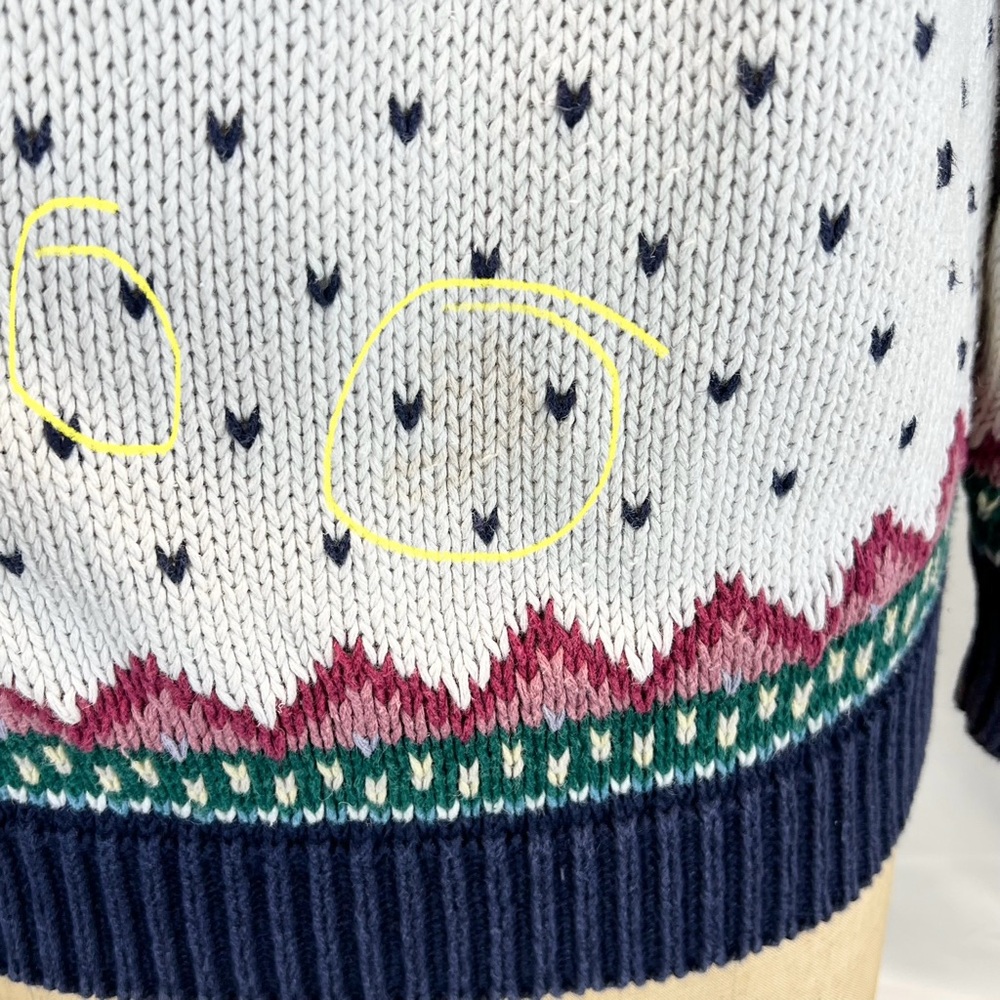 VINTAGE 80s rose floral embroidered‎ fair isle knit sweater cottagecore feminine - Picture 13 of 16
